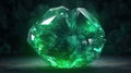 Mineral Shaped Green Rock Crystal Glowing Emerald Selective Focus Dark Background