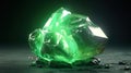 Mineral Shaped Green Rock Crystal Glowing Emerald Selective Focus Dark Background
