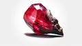 Mineral Shaped Ruby Brilliant Red Crystal Gemstone White Defocused Background