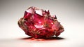 Mineral Shaped Ruby Brilliant Red Crystal Gemstone White Defocused Background