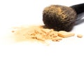 Mineral shimmer powder golden color with makeup brush Royalty Free Stock Photo