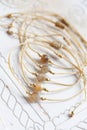 Mineral stone bead string jewelry bracelet on white background