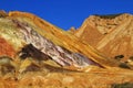 Mineral streaks and sediments in a old abandoned quarry