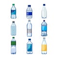 mineral water bottle set cartoon vector illustration Royalty Free Stock Photo