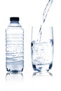 Mineral water in glass and bottle Royalty Free Stock Photo