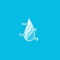 Mineral water logo. Soda with microelements and macroelements, saturated electrolytes liquid icon. Drop icon with