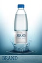 Mineral water realistic Bottle container mockup template. Transparent Drinking water Bottle with your brand for ads or