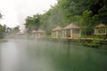 Mineral water room with pond in morning Hot Springs