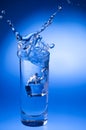 Mineral water splashing out from glass Royalty Free Stock Photo