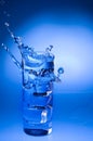 Mineral water splashing out from glass Royalty Free Stock Photo