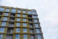 Mineral wool insulation of the facade building on construction site. Insulation for thermal protection to the shell of the house Royalty Free Stock Photo