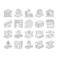 Mineral Wool Material Collection Icons Set Vector .