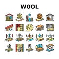 Mineral Wool Material Collection Icons Set Vector
