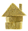 Mineral wool pieces isolated on white background. Thermal insulation material, rock wool Royalty Free Stock Photo
