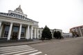 Mineralnye Vody, Russia. 14.11.2017. railway station Mineralnye Vody , Northern Caucasus, main building with pillars