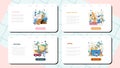 Mineralogist web banner or landing page set. Scientist studying natural Royalty Free Stock Photo