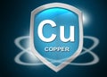 Minerals copper shield for health concept