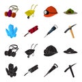 Minerals, explosives, jackhammer, pickaxe.Mining industry set collection icons in black,cartoon style vector symbol