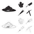 Minerals, explosives, jackhammer, pickaxe.Mining industry set collection icons in black,outline style vector symbol