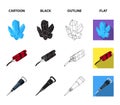 Minerals, explosives, jackhammer, pickaxe.Mining industry set collection icons in cartoon,black,outline,flat style