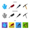 Minerals, explosives, jackhammer, pickaxe.Mining industry set collection icons in cartoon,flat,monochrome style vector