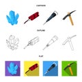 Minerals, explosives, jackhammer, pickaxe.Mining industry set collection icons in cartoon,outline,flat style vector