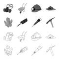 Minerals, explosives, jackhammer, pickaxe.Mining industry set collection icons in outline,monochrome style vector symbol