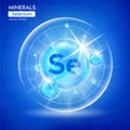 Minerals Selenium for health. Pharmaceutical banner template Capsule with minerals blue.