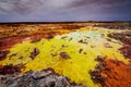 Minerals and sulfuric acid pouring out gives the Dallol its colors Royalty Free Stock Photo