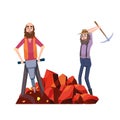 Miners active workers mining gold miners with professional tools Royalty Free Stock Photo