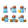 miners blue chalk cute mascot character wearing helmet