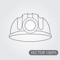 Miners helmet icon black and white outline drawing