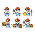 miners rainbow marshmallow twist cute mascot character wearing helmet