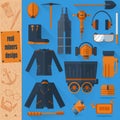 Miners set on blue background