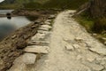 Miners Track crossing bridge at Llyn Llydaw on Snowdon. Royalty Free Stock Photo