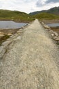 Miners Track crossing bridge at Llyn Llydaw on Snowdon. Royalty Free Stock Photo