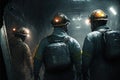 Miners working deep inside a coal mine facility. Generative Ai Royalty Free Stock Photo