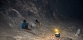 Miners working inside Warcha salt mine