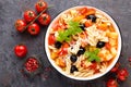 Minestrone, italian vegetarian soup with pasta and vegetables Royalty Free Stock Photo