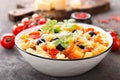 Minestrone, italian vegetarian soup with pasta and vegetables Royalty Free Stock Photo