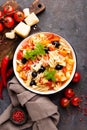 Minestrone, italian vegetarian soup with pasta and vegetables Royalty Free Stock Photo
