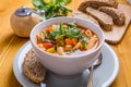 Minestrone Soup with Pasta, Beans and Vegetables Royalty Free Stock Photo