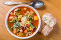 Minestrone Soup with Pasta, Beans and Vegetables Royalty Free Stock Photo