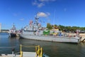 Minesweepers in a harbor Royalty Free Stock Photo