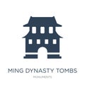 ming dynasty tombs icon in trendy design style. ming dynasty tombs icon isolated on white background. ming dynasty tombs vector