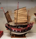 Ming Qing Dynasty Fuchuan Antique Boat Vessel Ship Model Wooden Boats Trading Goods Sailboat Junk Sail Transportation Vehicle Royalty Free Stock Photo