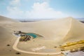 Mingsha shan desert and Crescent moon lake in Dunhuang, Gansu, C Royalty Free Stock Photo