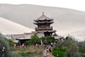 Mingsha Shan Mountain & Crescent Lake at Dunhuang, China Royalty Free Stock Photo