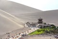 Mingsha Shan Mountain & Crescent Lake at Dunhuang, China Royalty Free Stock Photo