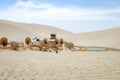 Mingsha shan sand mountain and Crescent moon lake in Dunhuang, Gansu, China Royalty Free Stock Photo